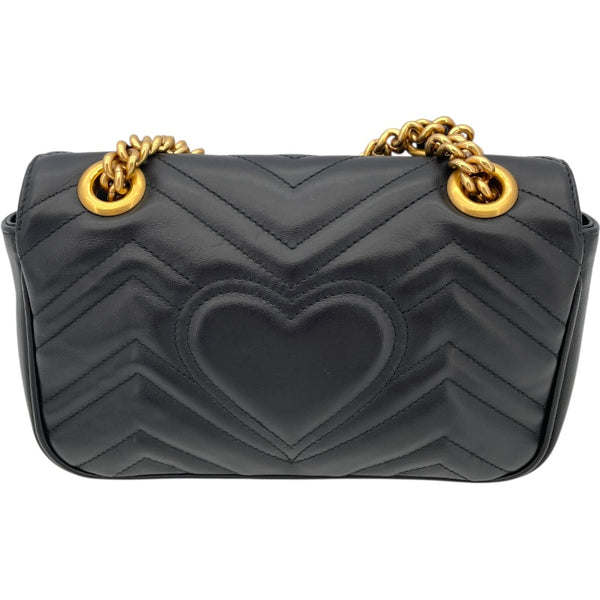 グッチ GUCCI GGマーモントスモールショルダーバッグ 446744 ブラック レザー レディース ショルダーバッグ