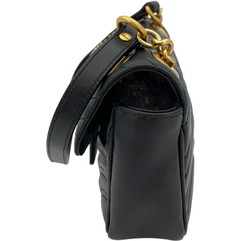 グッチ GUCCI GGマーモントスモールショルダーバッグ 446744 ブラック レザー レディース ショルダーバッグ