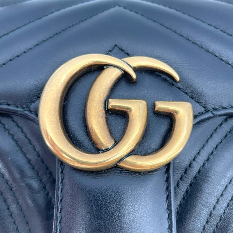 グッチ GUCCI GGマーモントスモールショルダーバッグ 446744 ブラック レザー レディース ショルダーバッグ