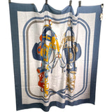 エルメス HERMES カレジュアン140 ネイビー カシミヤ/シルク レディース スカーフ