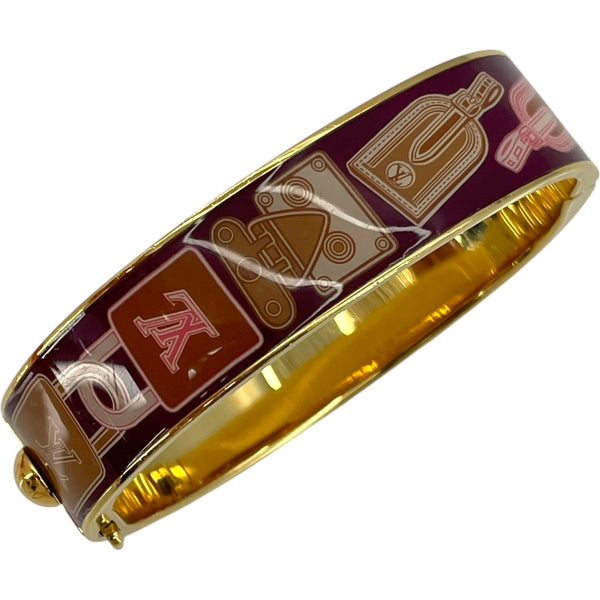 ルイ・ヴィトン LOUIS VUITTON ブラスレ・LVコンフィデンシャルPM M68434 パープル/ホワイト GD金具 メタル/エナメル レディース バングル