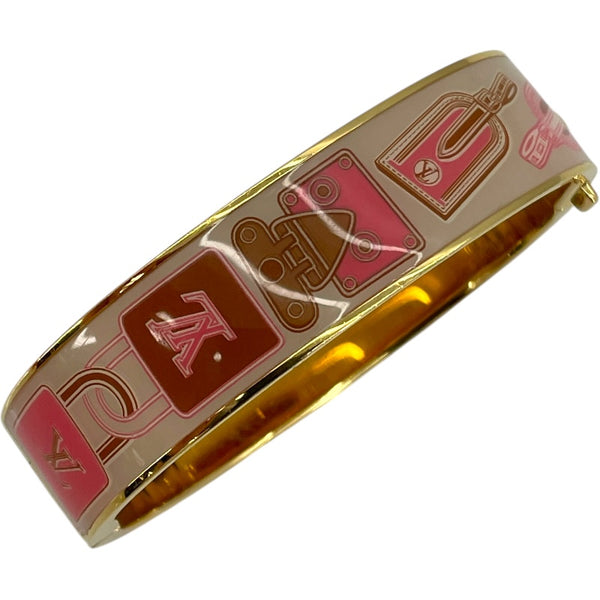 ルイ・ヴィトン LOUIS VUITTON ブラスレ・LVコンフィデンシャルPM M68434 パープル/ホワイト GD金具 メタル/エナメル レディース バングル