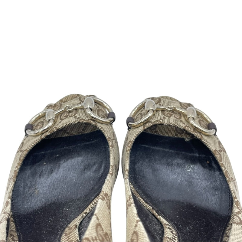 グッチ GUCCI GGキャンバスオープントゥパンプス 260036 ブラウン レディース パンプス