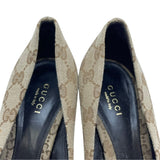 グッチ GUCCI GGキャンバスオープントゥパンプス 260036 ブラウン レディース パンプス