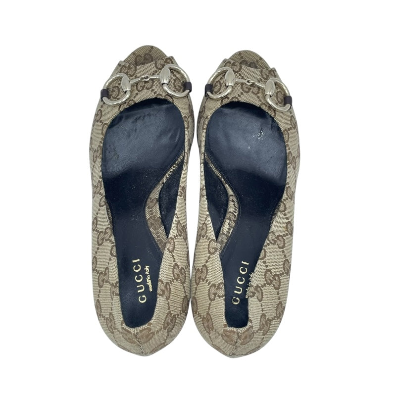 グッチ GUCCI GGキャンバスオープントゥパンプス 260036 ブラウン レディース パンプス