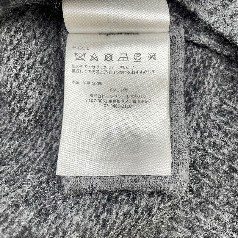 モンクレール MONCLER ロゴワッペン長袖ニットセーター C-TIND-22-5191 グレー 羊毛 メンズ セーター