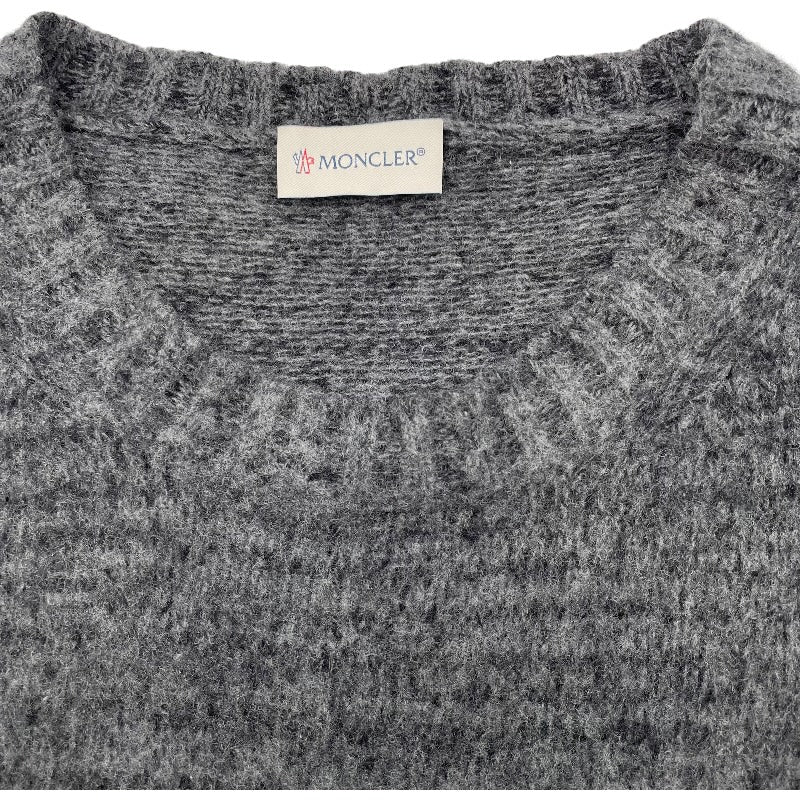 モンクレール MONCLER ロゴワッペン長袖ニットセーター C-TIND-22-5191 グレー 羊毛 メンズ セーター