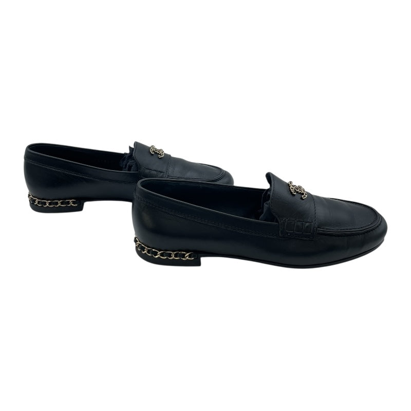 シャネル CHANEL ココマークチェーンローファー G35067 ブラック レザー レディース ローファー