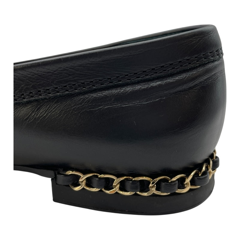 シャネル CHANEL ココマークチェーンローファー G35067 ブラック レザー レディース ローファー