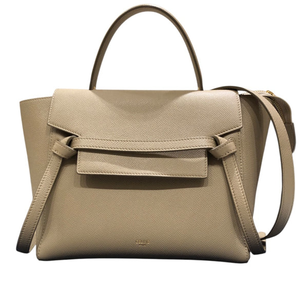 セリーヌ CELINE ベルトバッグマイクロ 189153 ベージュ レザー レディース ショルダーバッグ