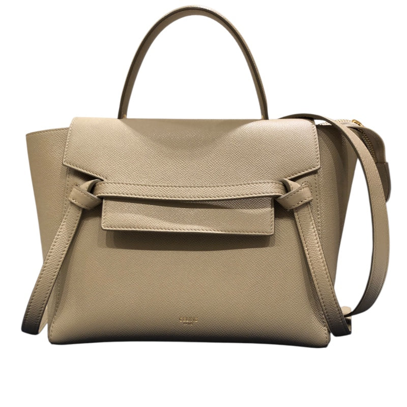 セリーヌ CELINE ベルトバッグマイクロ 189153 ベージュ レザー レディース ショルダーバッグ