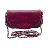 シャネル CHANEL ハーフムーンチェーンウォレット ボルドー シルバー金具 キャビア レディース ショルダーバッグ