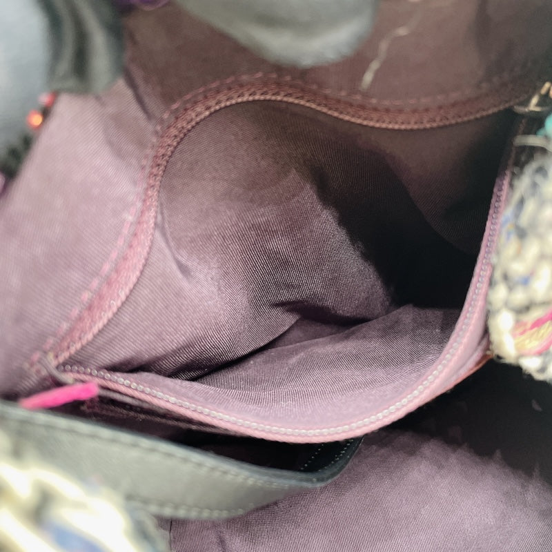 シャネル CHANEL ツイード巾着ショルダーバッグ マルチカラー シルバー