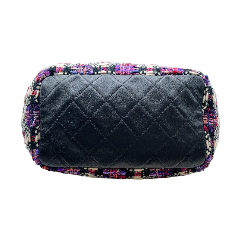 シャネル CHANEL ツイード巾着ショルダーバッグ マルチカラー シルバー