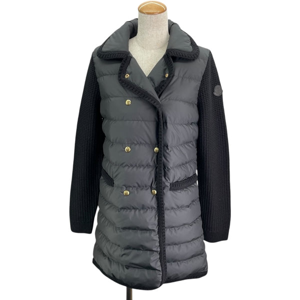 モンクレール MONCLER ニット切替ダウンコート K20939B00039 M4281 ブラック ポリエステル レディース ダウンジャケット
