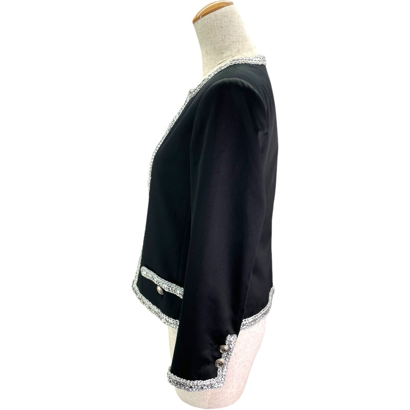 シャネル CHANEL ココマークボタン シルク ノーカラージャケット P64052 V60050 ブラック シルク レディース その他アウター