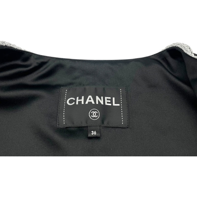 シャネル CHANEL ココマークボタン シルク ノーカラージャケット P64052 V60050 ブラック シルク レディース その他アウター