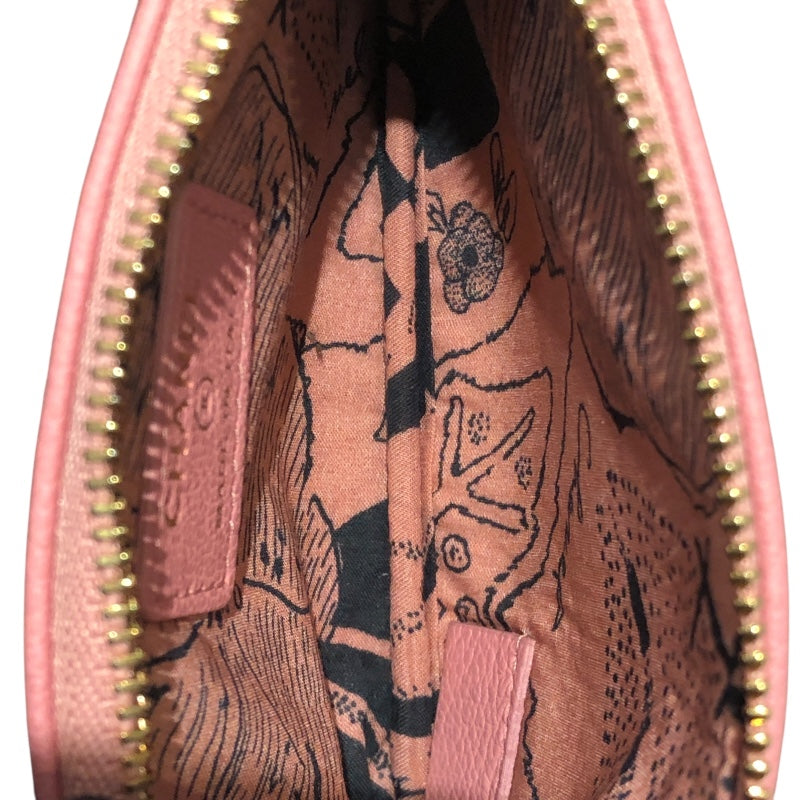 シャネル CHANEL ラッキーフラワーポーチ ピンク　ゴールド金具 カーフスキン レディース ポーチ