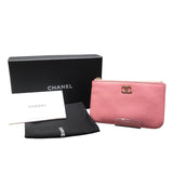 シャネル CHANEL ラッキーフラワーポーチ ピンク　ゴールド金具 カーフスキン レディース ポーチ