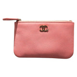 シャネル CHANEL ラッキーフラワーポーチ ピンク　ゴールド金具 カーフスキン レディース ポーチ