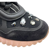 サルヴァトーレ・フェラガモ Salvatore Ferragamo ビジュー装飾ローカットスニーカー ブラック キャンバス レディース スニーカー