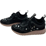 サルヴァトーレ・フェラガモ Salvatore Ferragamo ビジュー装飾ローカットスニーカー ブラック キャンバス レディース スニーカー