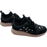 サルヴァトーレ・フェラガモ Salvatore Ferragamo ビジュー装飾ローカットスニーカー ブラック キャンバス レディース スニーカー