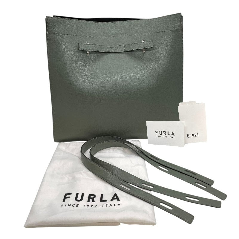フルラ FURLA GIOVEトートL トートバッグ グリーン×SV金具 レザー ユニ