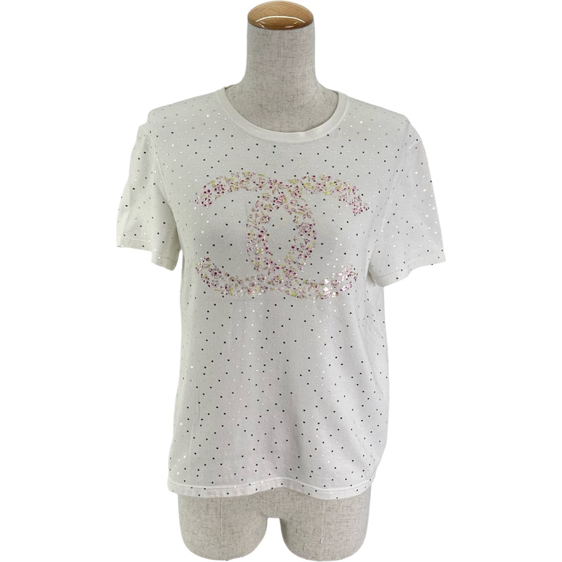 シャネル CHANEL 花柄ココマーク半袖Tシャツ P70446 ホワイト