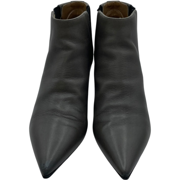 エルメス HERMES サイドゴアヒールブーツ グレー レザー レディース ブーツ