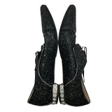 ミュウミュウ miu miu グリッターレースアップシューズ ブラック レディース その他靴