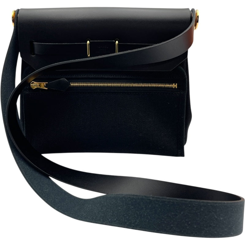 エルメス HERMES エールバッグジップミニ K刻 ブラック GD金具 トワル