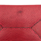 エルメス HERMES エンヴェロープPM □D刻 ルージュ リザード レディース カードケース