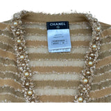 シャネル CHANEL パール装飾ノースリーブカーディガン P50864 ゴールド ポリエステル レディース カーディガン