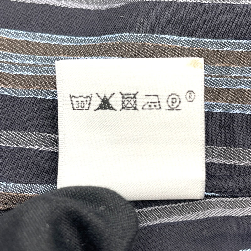 エルメス HERMES ストライプ長袖シャツ ネイビー コットン メンズ 長袖
