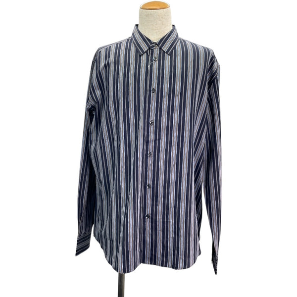 エルメス HERMES ストライプ長袖シャツ ネイビー コットン メンズ 長袖