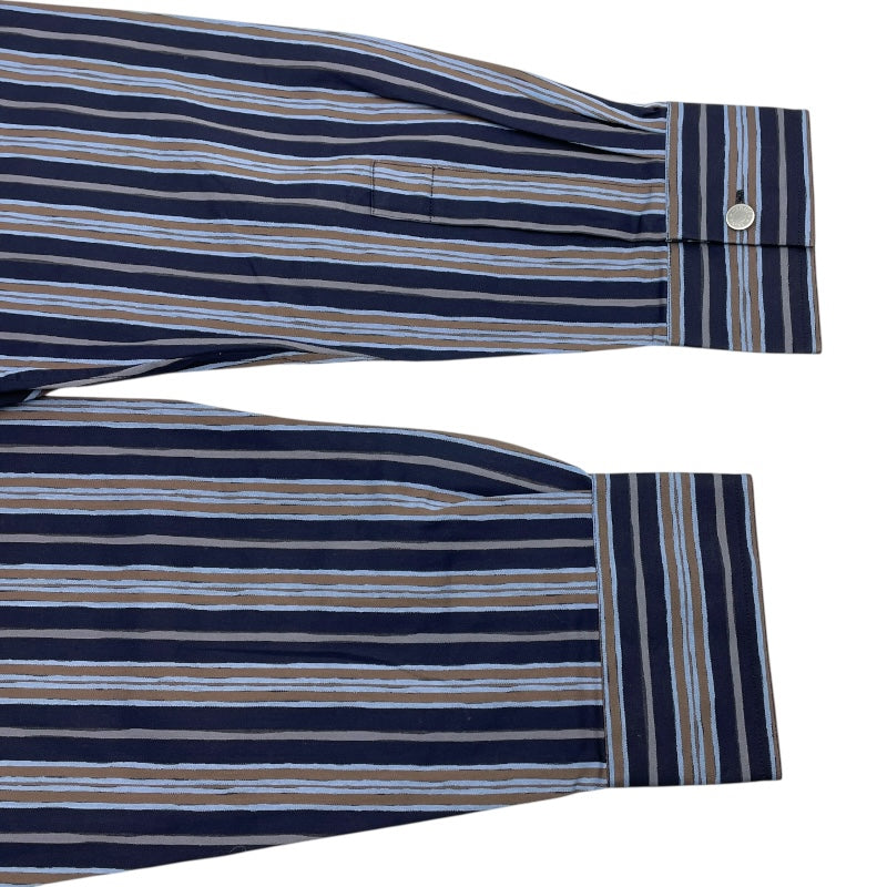 エルメス HERMES ストライプ長袖シャツ ネイビー コットン メンズ 長袖