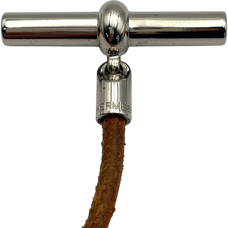 エルメス HERMES グルナン チョーカー ブラウン レザー・メタル