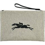 ロンシャン LONGCHAMP エッセンシャルポーチ 34136 アイボリー系/シルバー金具 キャンバス レディース ポーチ