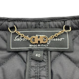 サルヴァトーレ・フェラガモ Salvatore Ferragamo チェーントリミングキルティングジャケット ブラック ナイロン レディース ダウンジャケット