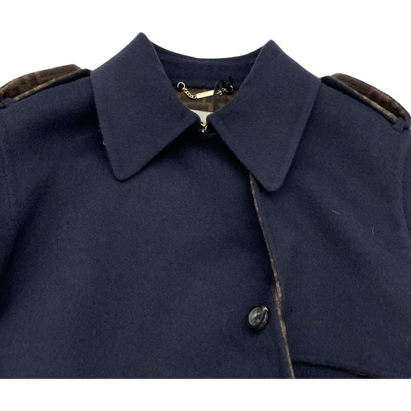 フェンディ FENDI FF切替ウールトレンチコート FF9011 ネイビー ウール  