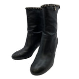 シャネル CHANEL ココマークチェーン装飾ショートブーツ G27249 ブラック レザー レディース ブーツ