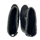 シャネル CHANEL ココマークチェーン装飾ショートブーツ G27249 ブラック レザー レディース ブーツ