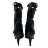 シャネル CHANEL ココマークチェーン装飾ショートブーツ G27249 ブラック レザー レディース ブーツ