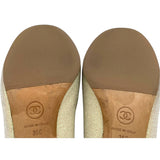 シャネル CHANEL カメリア装飾グリッターパンプス ベージュ レザー レディース パンプス