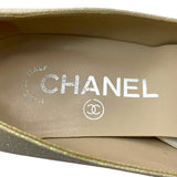 シャネル CHANEL カメリア装飾グリッターパンプス ベージュ レザー レディース パンプス