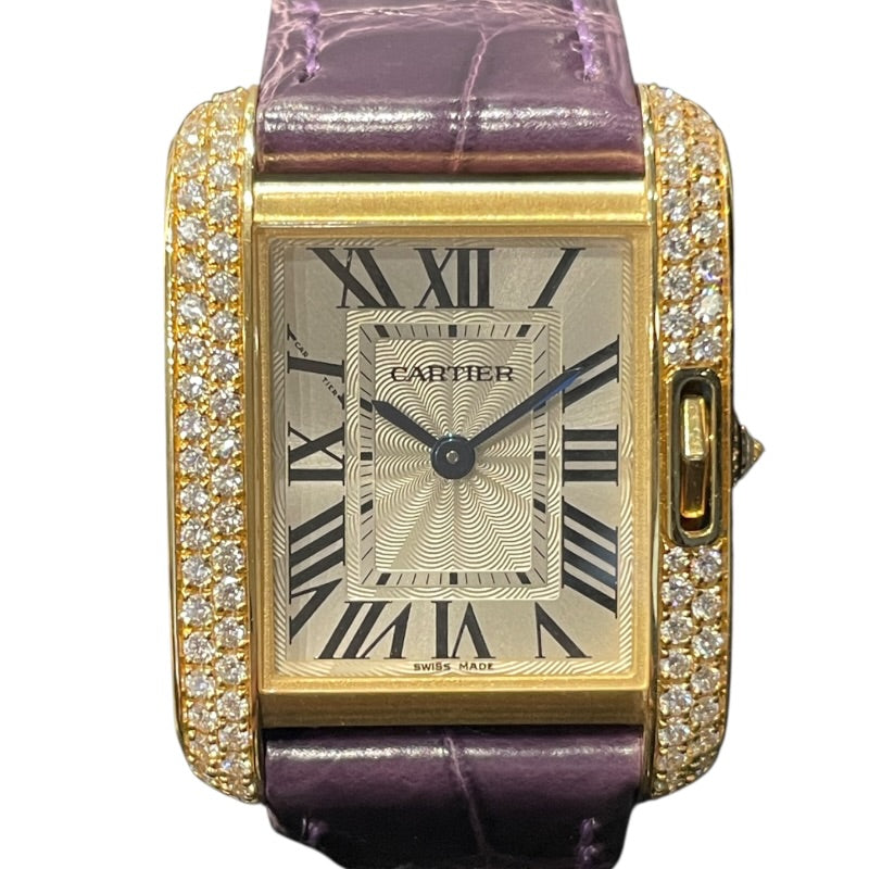 カルティエ Cartier タンク アングレーズ SM WT100014 シルバー YG×革 レディース 腕時計 カルティエ Cartier タンク アングレーズ SM WT100014 シルバー YG×革
