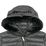 モンクレール MONCLER BARBELFUR ライトダウンコート ブラック ナイロン レディース ダウンジャケット
