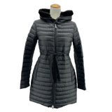 モンクレール MONCLER BARBELFUR ライトダウンコート ブラック ナイロン レディース ダウンジャケット