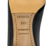 エルメス HERMES フラットパンプス ブラック レザー レディース パンプス